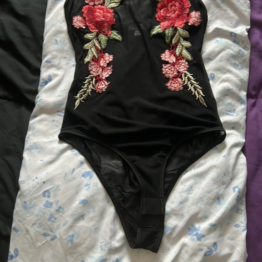 Floral sheer leotard